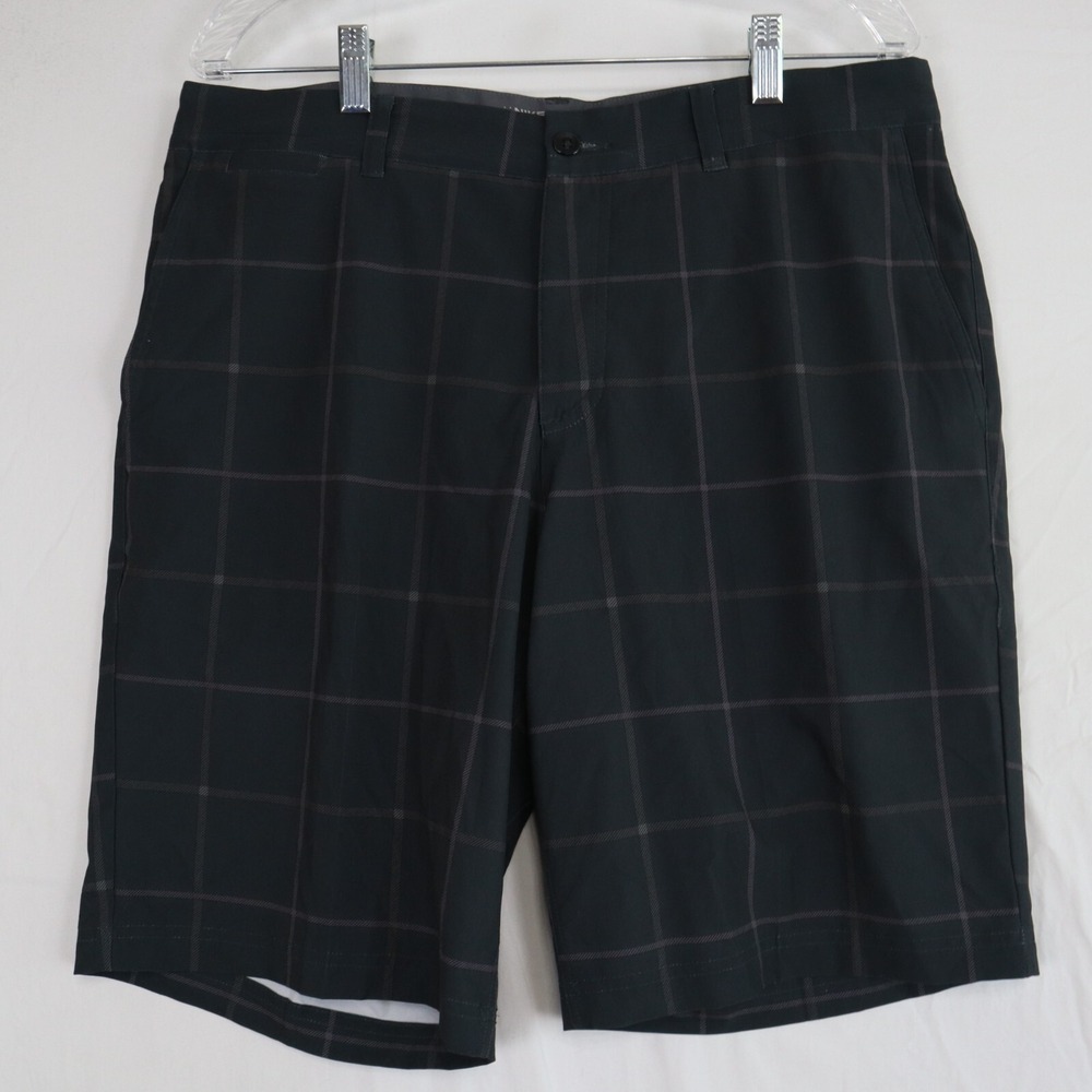 Nike Golf Shorts Mens 34 Dri-Fit Modern Fit Performance Golf Chino Black Plaid